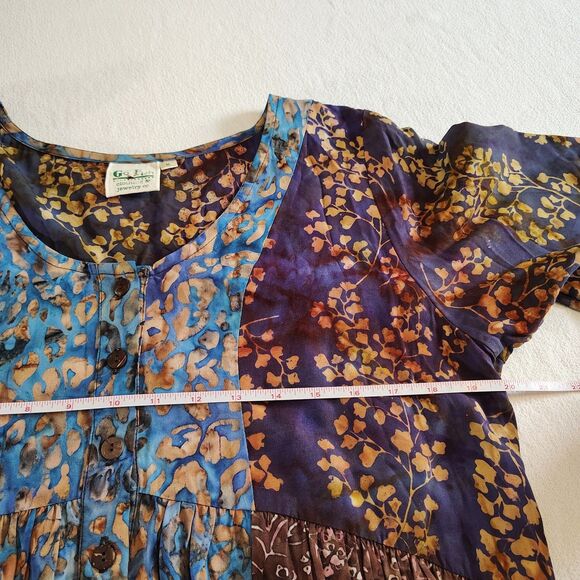 Go Fish Women's Abstract Dress Size M Boho Hippie Flowy Cottage Patchwork Earthy - Picture 7 of 9